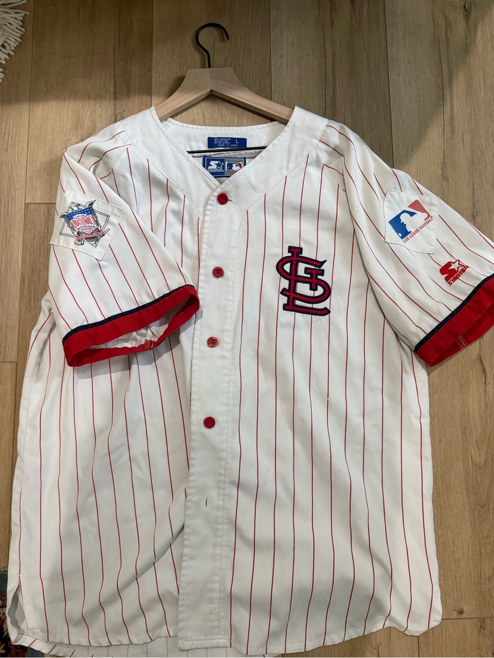 Vintage St. Louis Cardinals Pinstripe Baseball Jersey, Birds on the Bat Logo